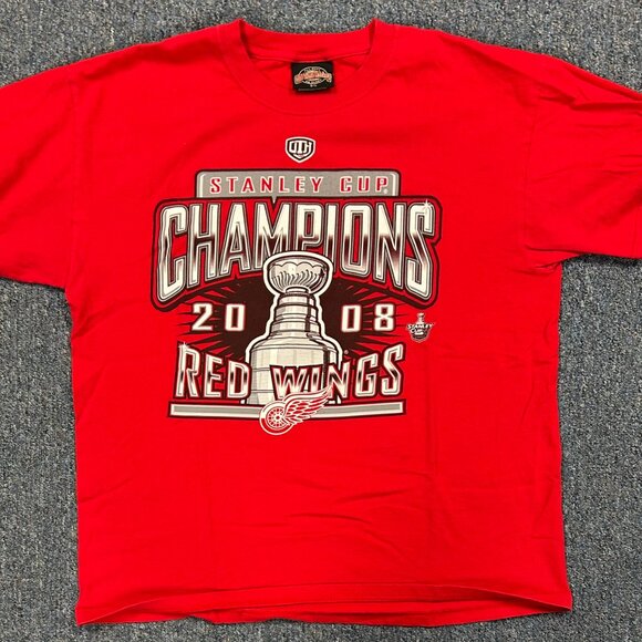 Detroit Red Wings 2008 Stanley Cup T Shirt Sz L Old Time Hockey - Picture 8 of 14